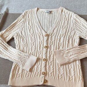 Talbots Ivory Cable Knit Cardigan